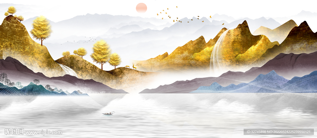 金色意境山水