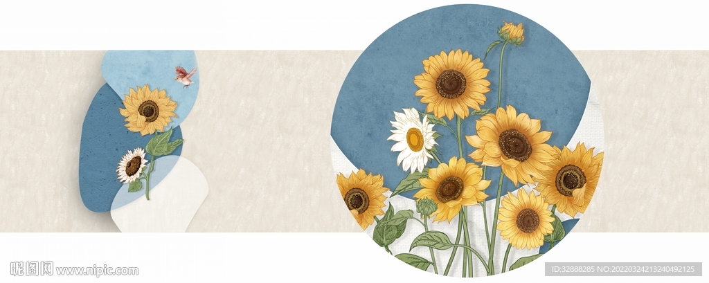 向日葵床头画