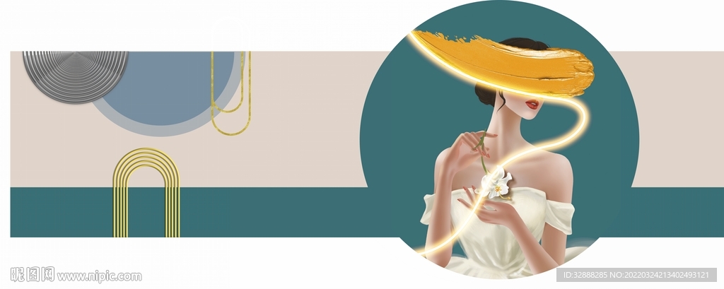 气质美女人物床头画