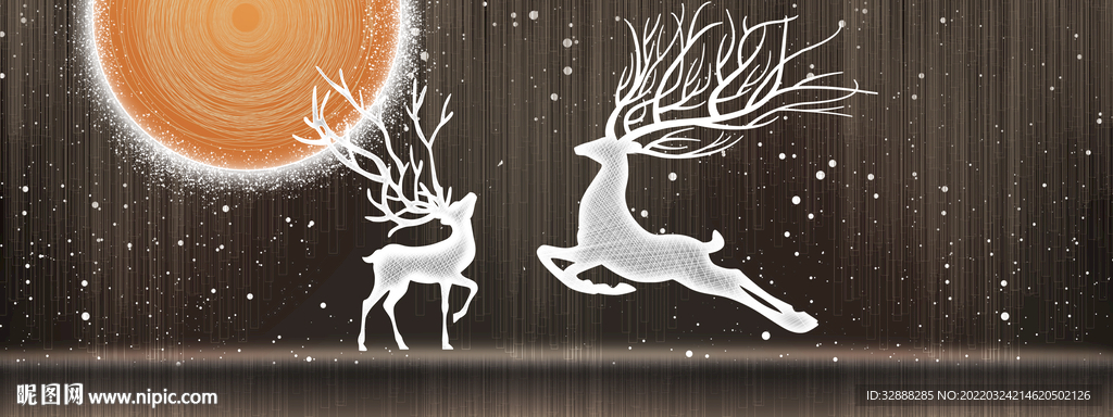 星空麋鹿装饰画