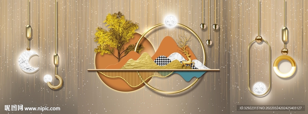 梦幻灯光麋鹿装饰画