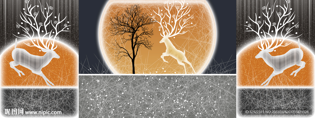 星空麋鹿光影装饰画
