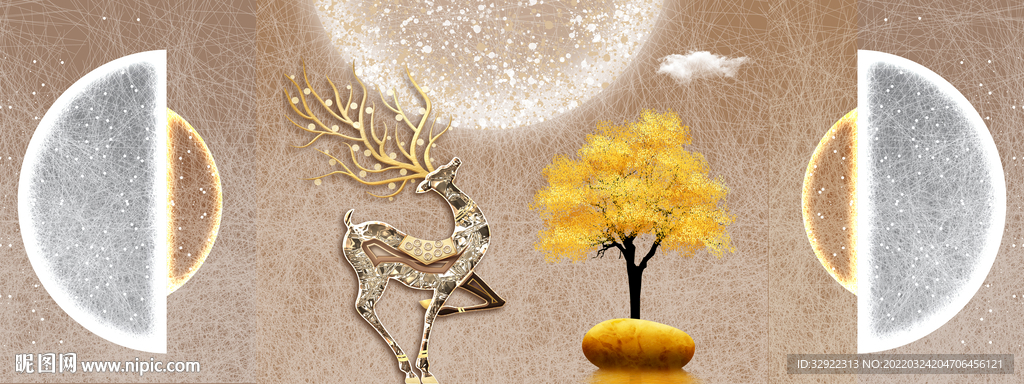 星空光影麋鹿装饰画