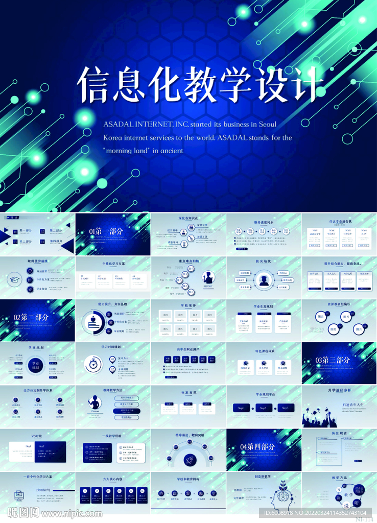 蓝色科技感信息化教学设计PPT
