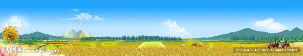 秋收背景长图