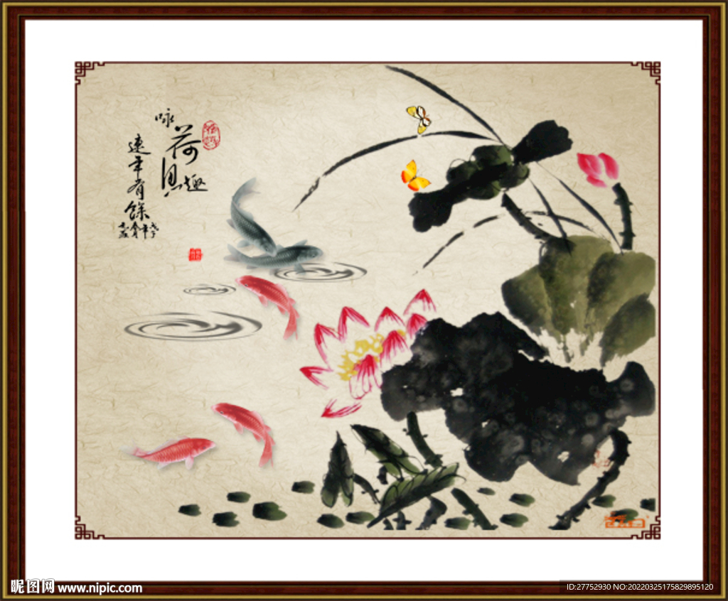 咏荷鱼趣