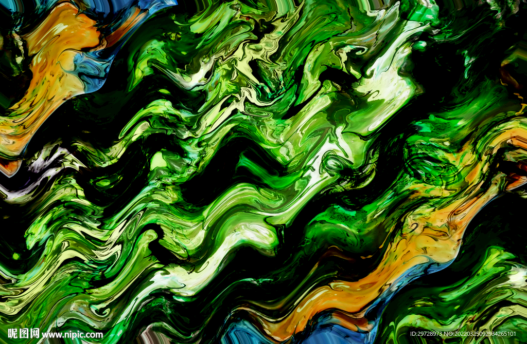 抽象绿色流体装饰画