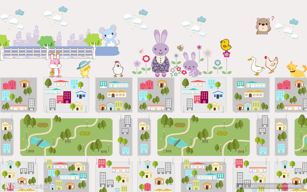 卡通儿童房背景墙