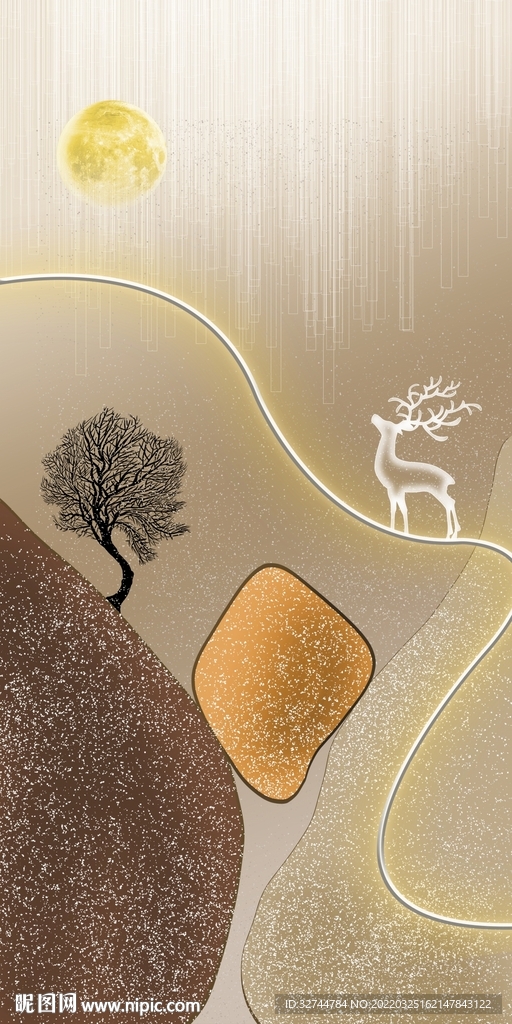 星空麋鹿山水玄关