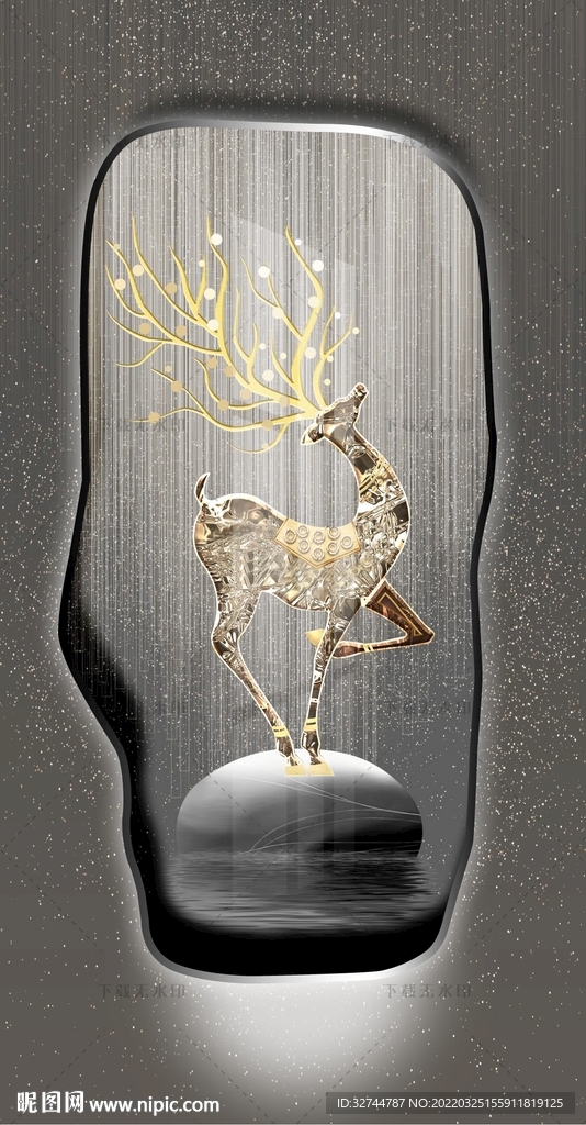 鎏金线条麋鹿玄关