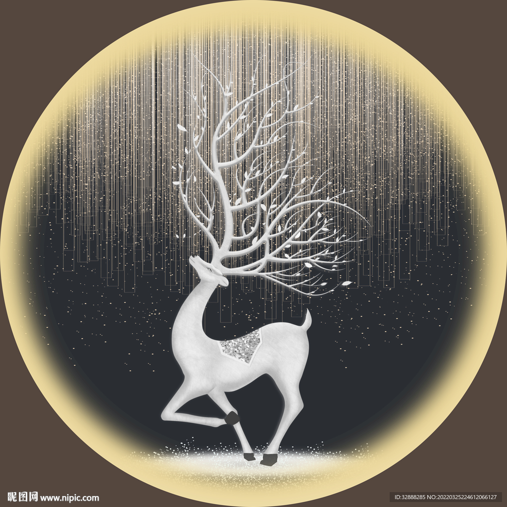 圆形星空麋鹿装饰画