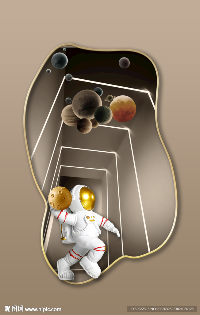 宇航员星球几何空间装饰画