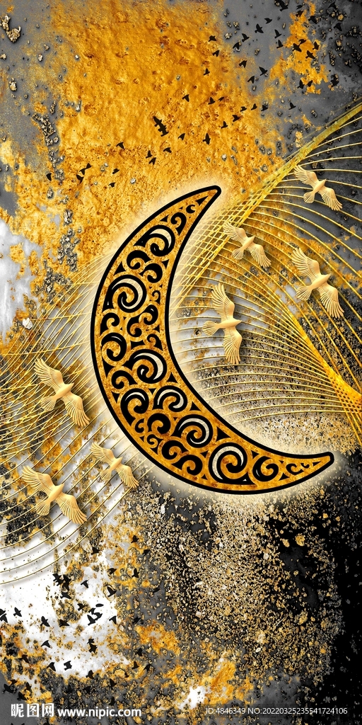 金色月亮装饰画