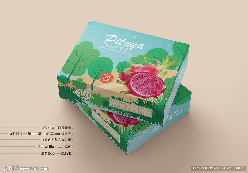 卡通火龙果包装 平面图