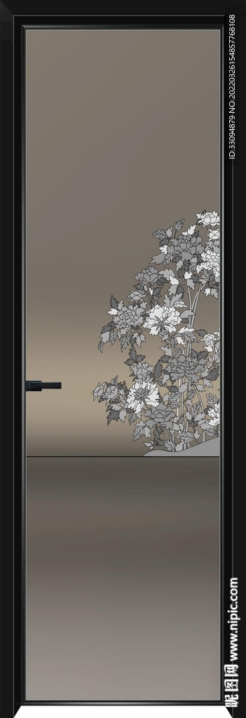 高清分层透明底彩釉玻璃门打印图