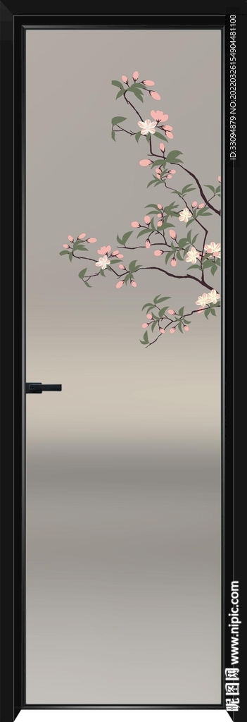 高清分层透明底彩釉玻璃门打印图