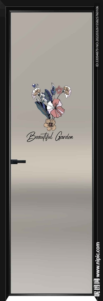 高清分层透明底彩釉玻璃门打印图