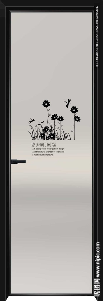 高清分层透明底彩釉玻璃门打印图