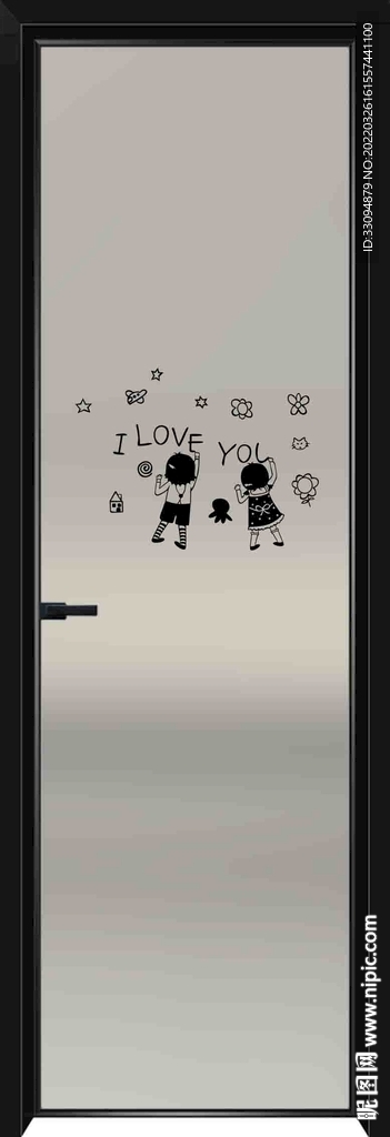 高清分层透明底彩釉玻璃门打印图