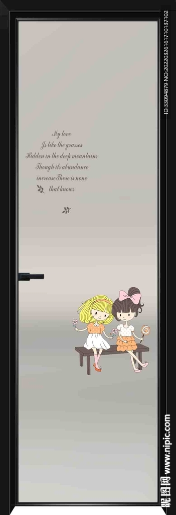 高清分层透明底彩釉玻璃门打印图