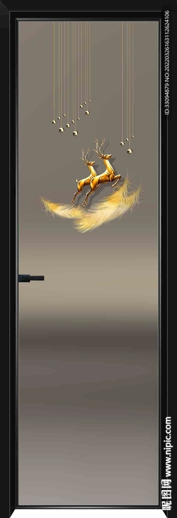 高清分层透明底彩釉玻璃门打印图