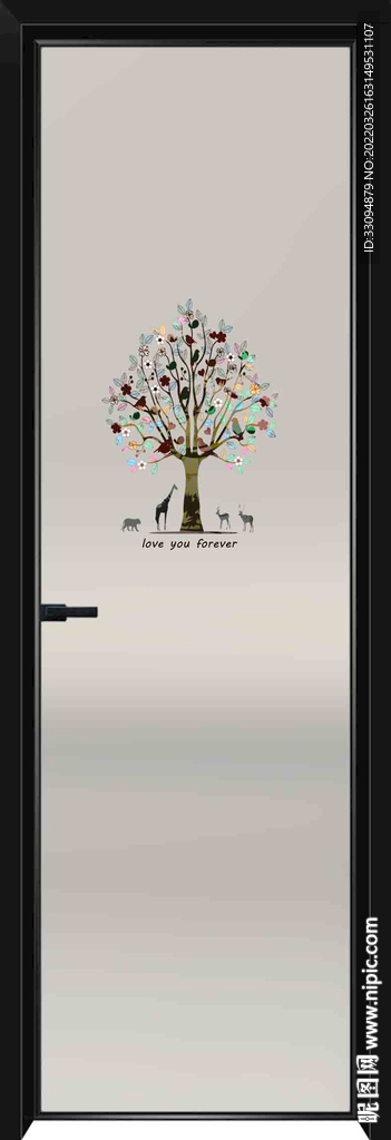 高清分层透明底彩釉玻璃门打印图