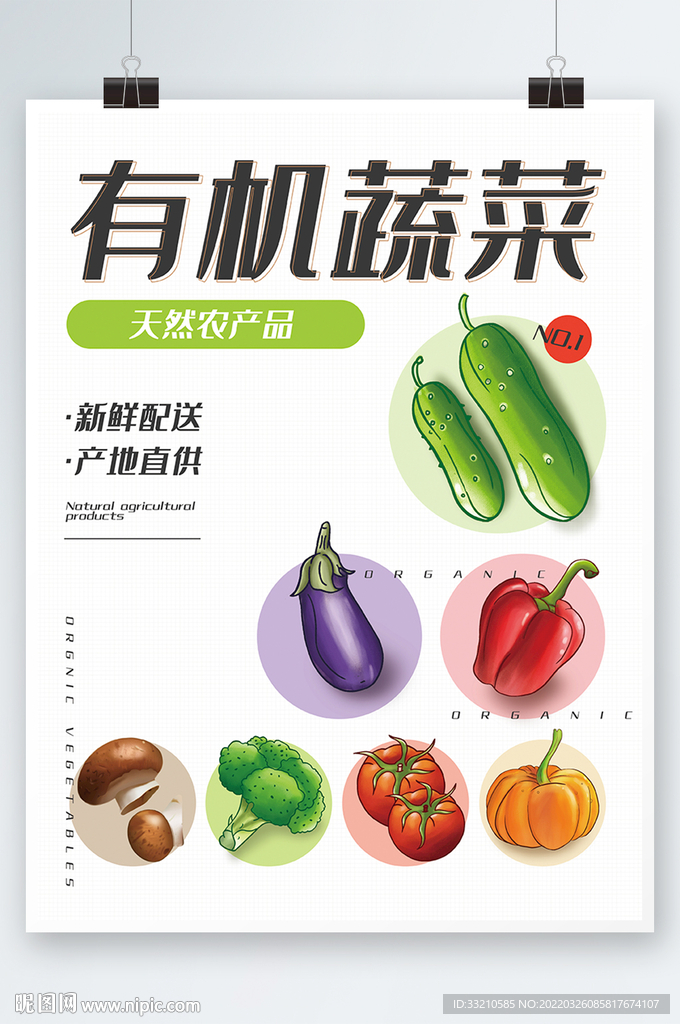 有机蔬菜新鲜配送活动海报