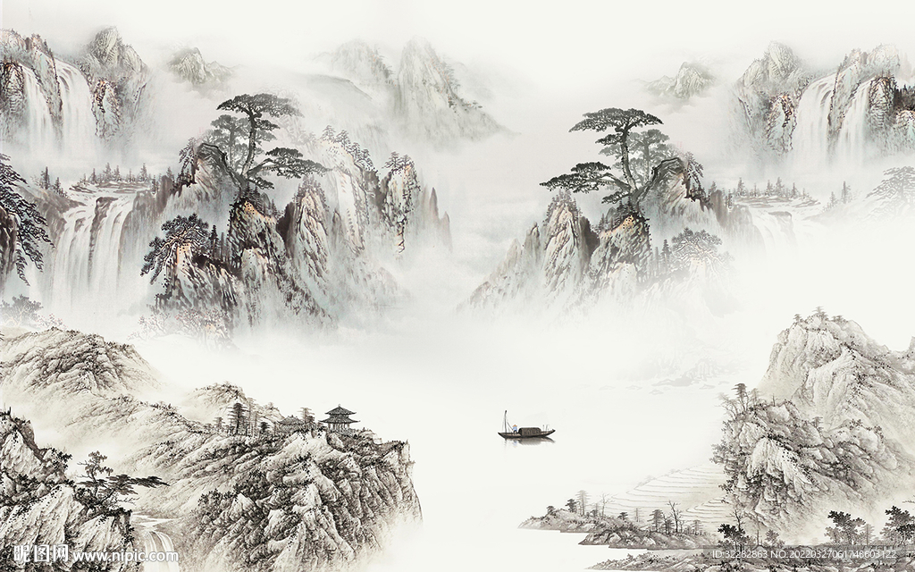 新中式电视背景山水 TIF分层