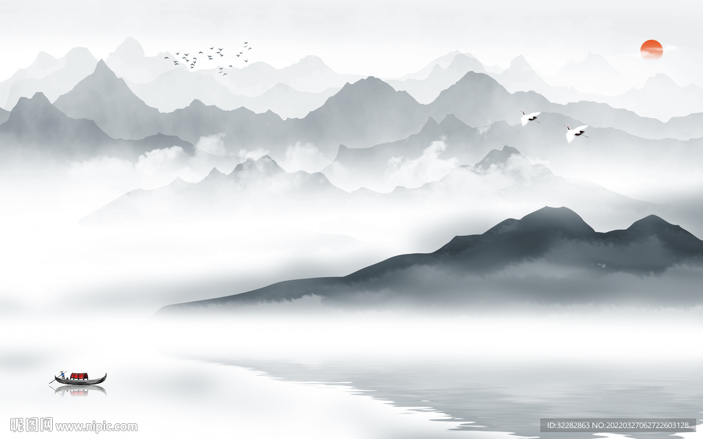 人气电视背景山水 TIF分层