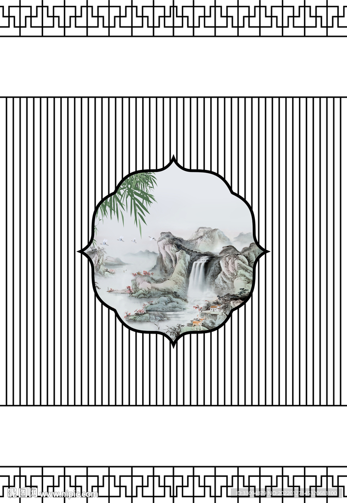 高清分层透明底推拉门打印图