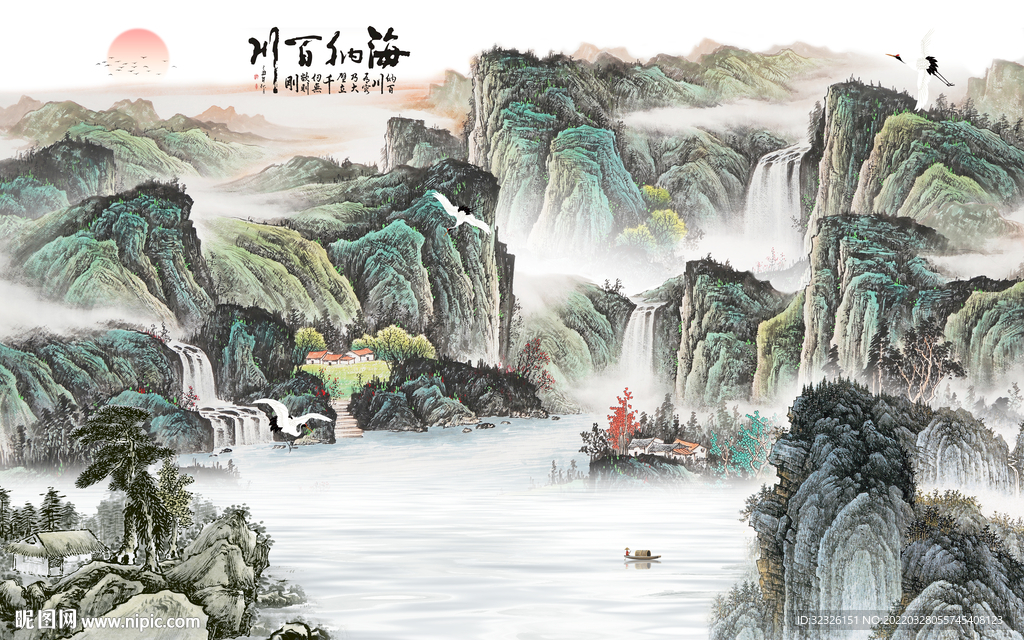 国画 山水最新背景 tif分层