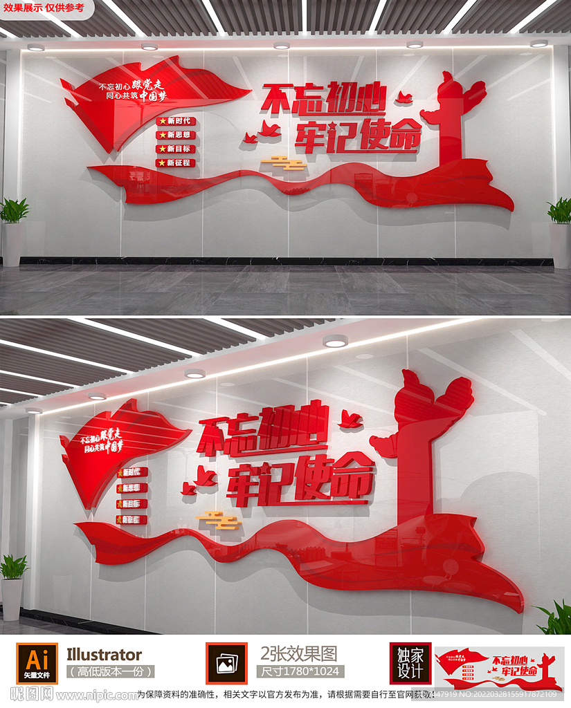 不忘初心使命党建文化墙