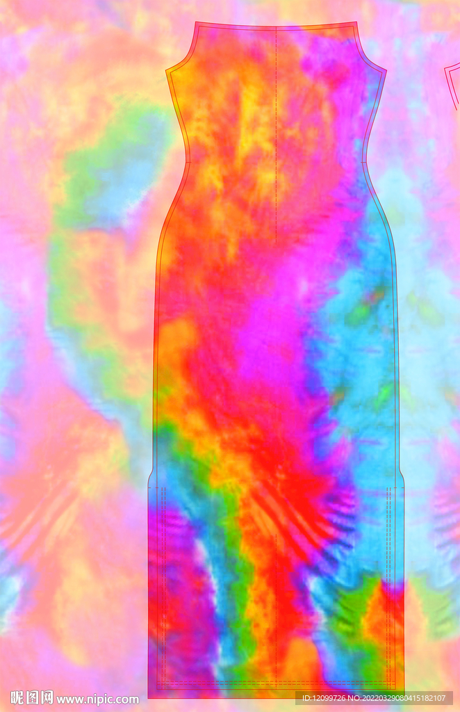 大牌数码印花扎染连衣裙