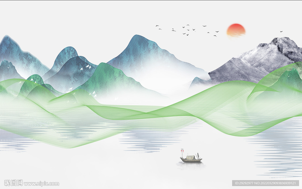 新中式意境线条山水