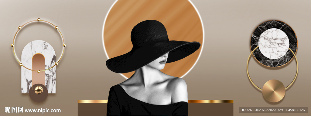 现代美女几何装饰画