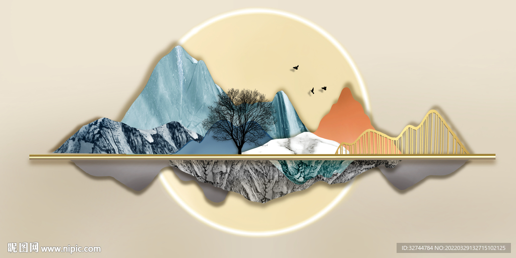 金色山水装饰画