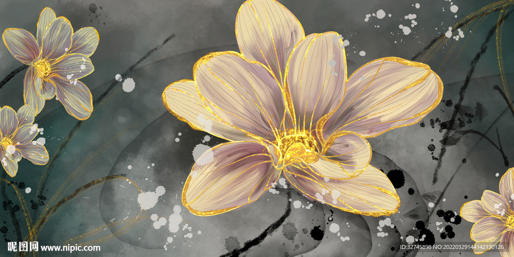 鎏金艺术花卉装饰画