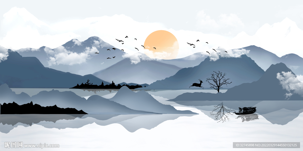 禅意山水装饰画