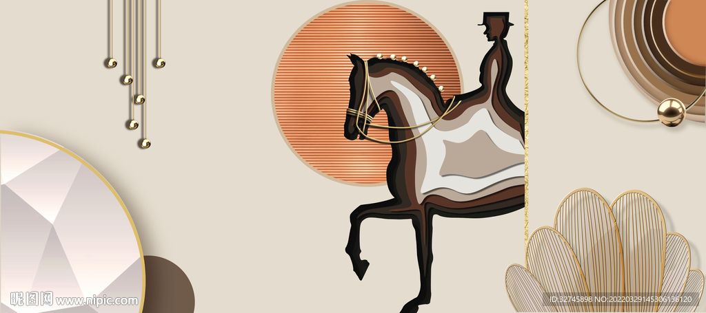 骏马几何装饰画