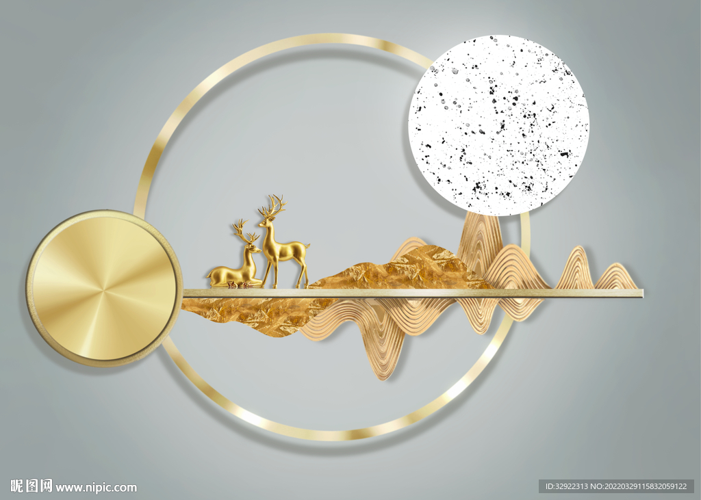 抽象麋鹿山水装饰画