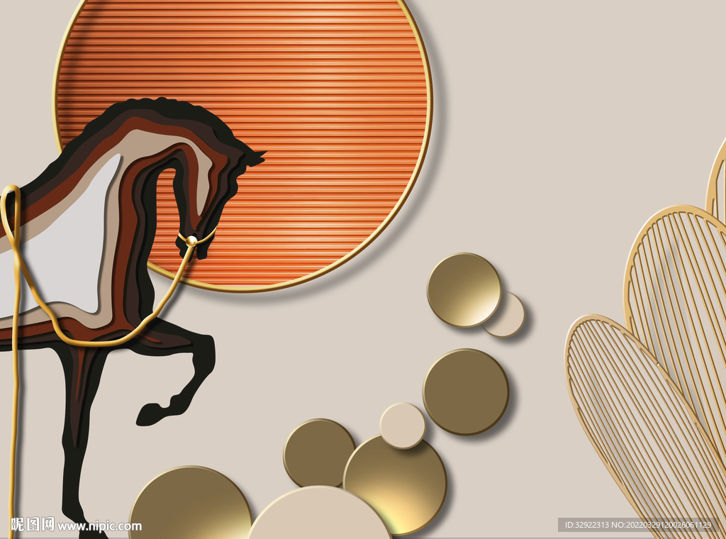 骏马几何装饰画