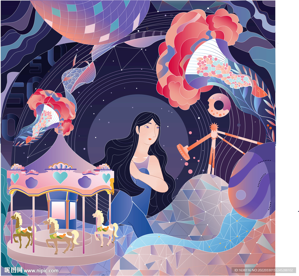 梦幻少女插画