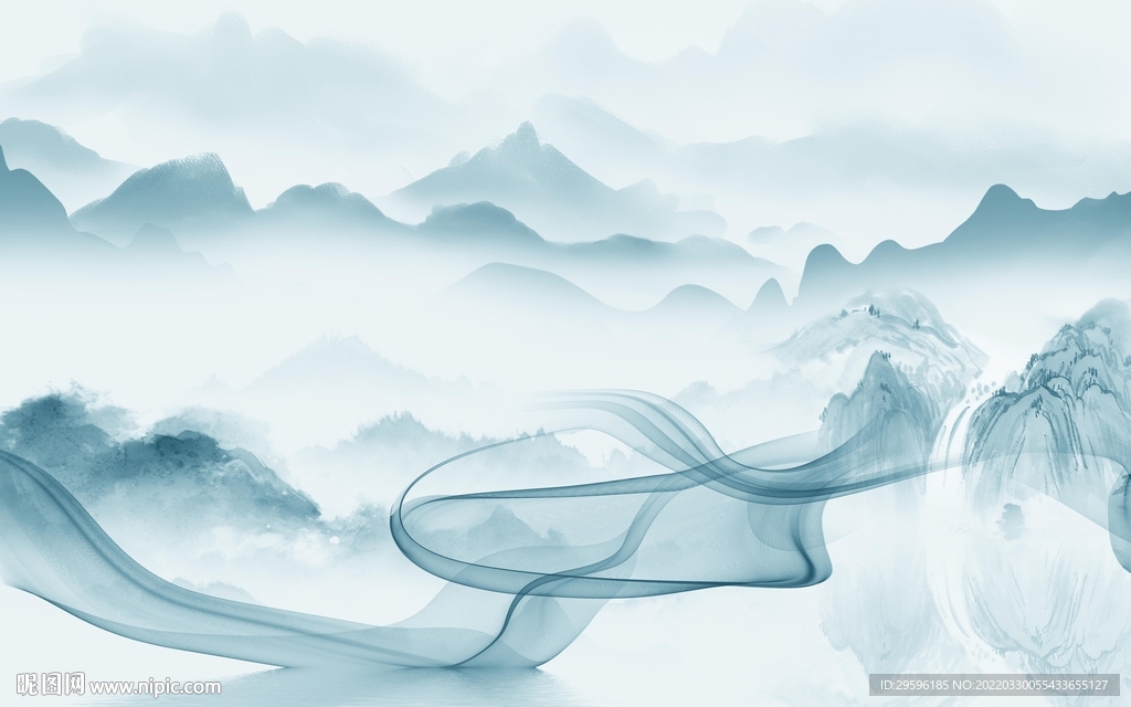 水墨 中式简约山水 TIF分层