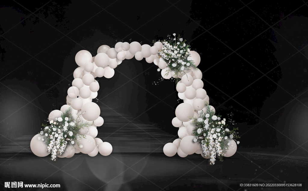 白色婚礼气球拱门