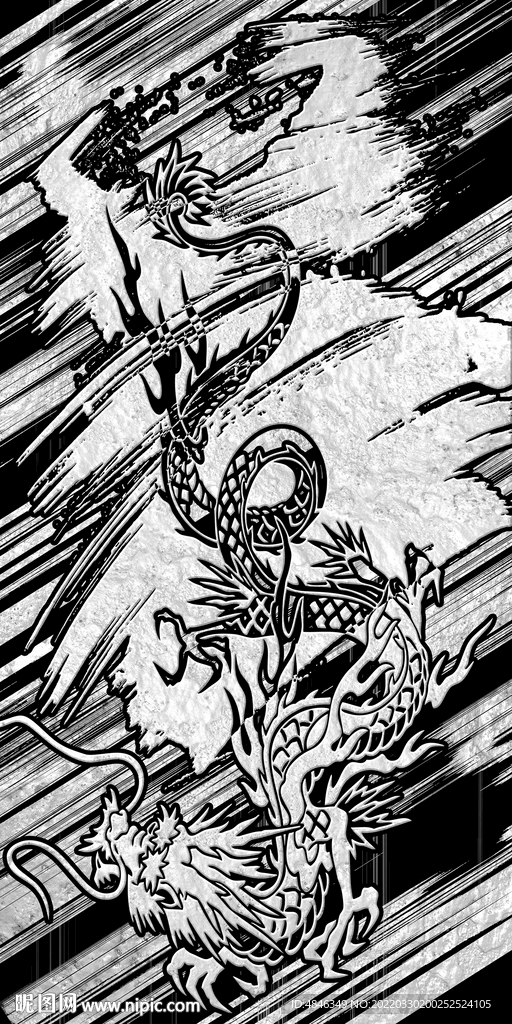 轻奢银龙玄关装饰画