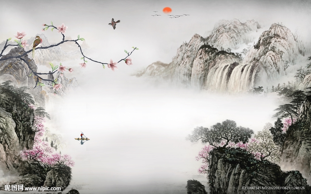 国画高端山水新画 TIF分层