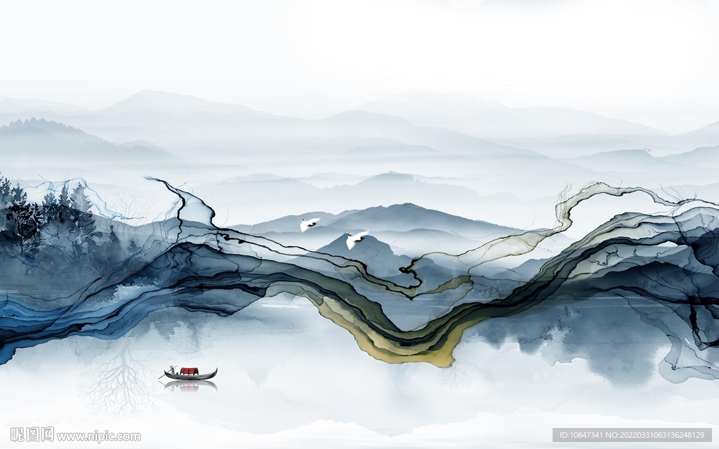 线条高端山水新画 TIF分层