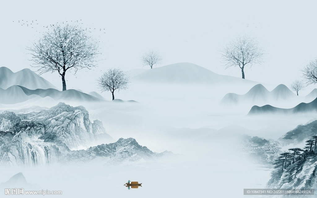 中式 高端山水新画 TIF分层