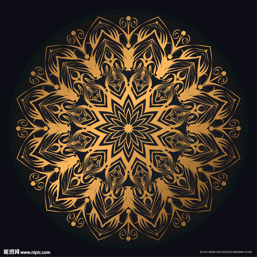 ai矢量古典金色曼陀罗高端商务