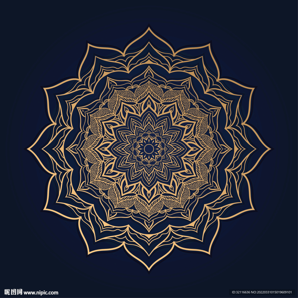 ai矢量古典金色曼陀罗高端商务